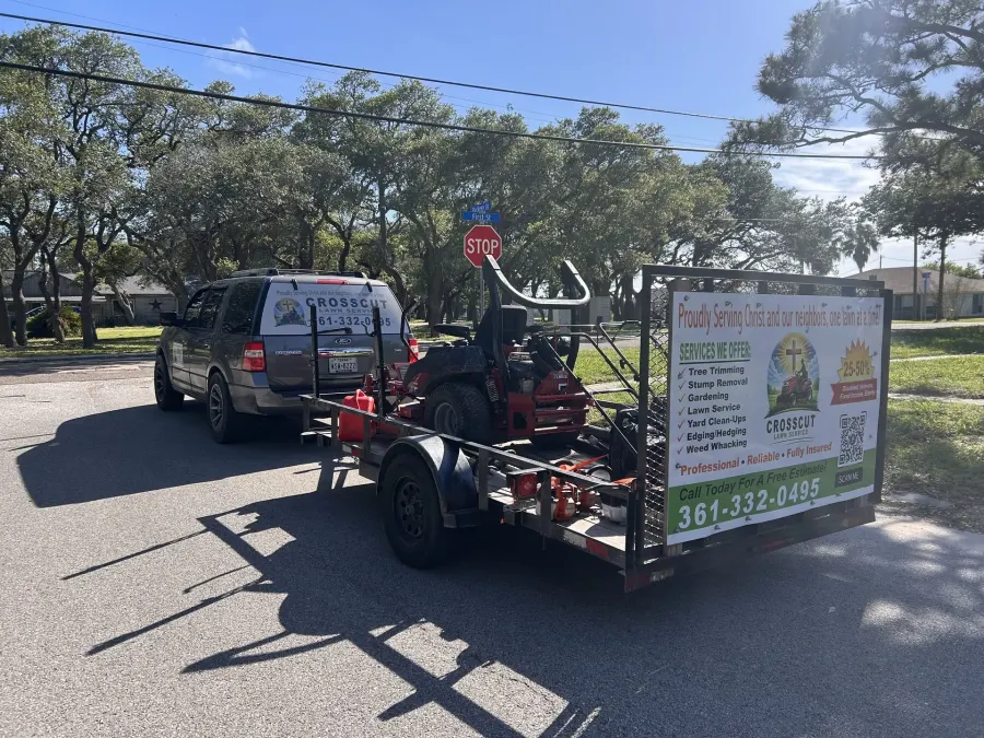 Crosscut Lawn Service truck and trailer — Ingleside, TX